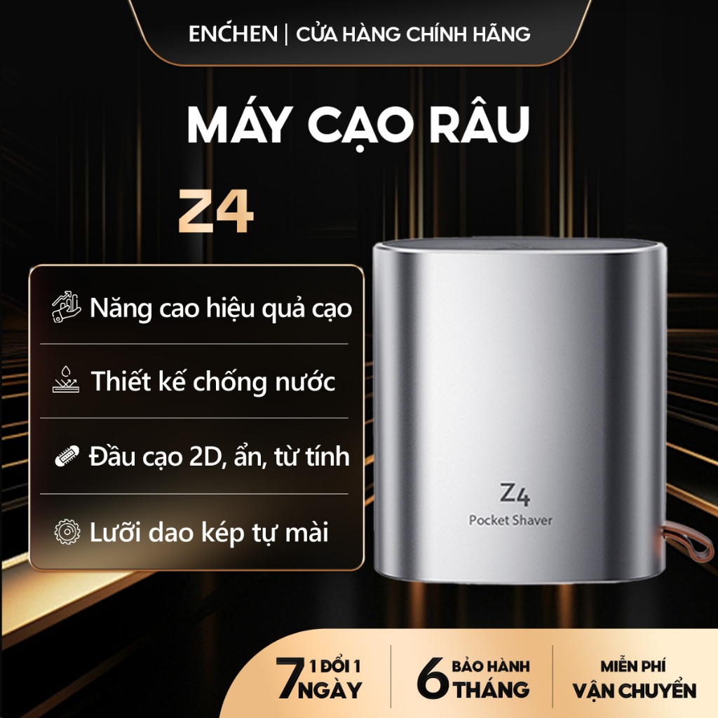 Ảnh Máy cạo râu Enchen Z4 đầu cạo 2D ẩn, thân nhôm chống nước IPX7, 18 lưỡi dao kép tự mài - BH 6 tháng 1