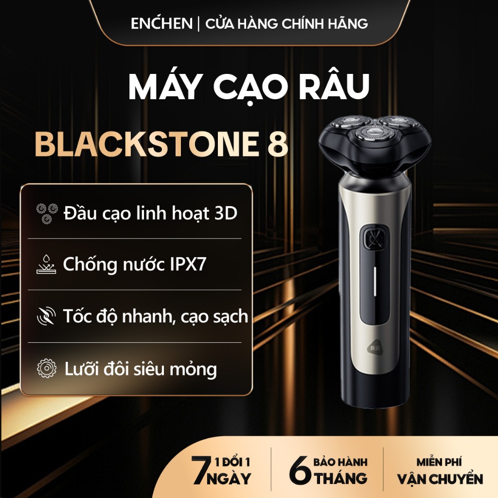 Ảnh Máy cạo râu Blackstone 8 Enchen 3 lưỡi dao 3D, lưới kép siêu mỏng, chống nước IPX7 - BH 6 tháng 1