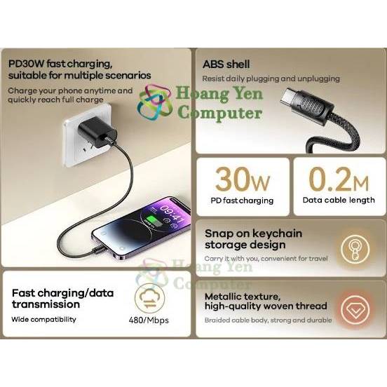 Cáp Sạc 20CM Remax C5, Remax C6 - Type C to Type C, Type C to Lighting  - Chính Hãng - Hoàng Yến Computer