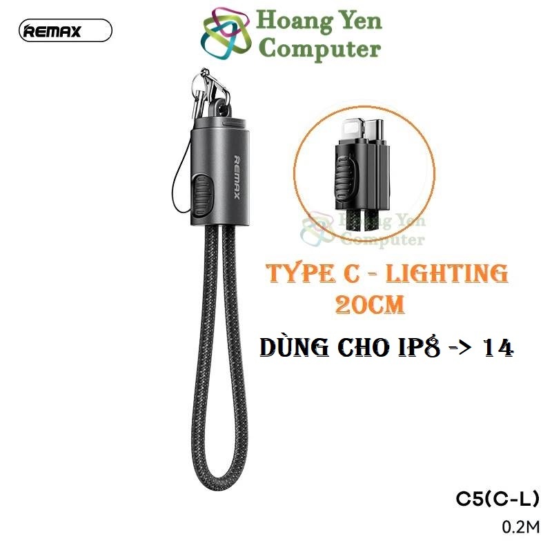 Cáp Sạc 20CM Remax C5, Remax C6 - Type C to Type C, Type C to Lighting  - Chính Hãng - Hoàng Yến Computer