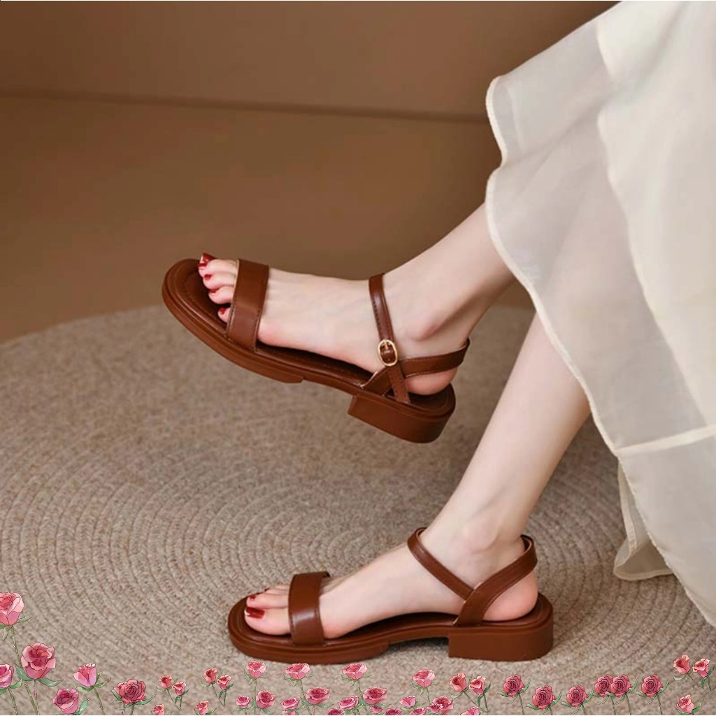 🔥Còn hàng🔥Giày sandal hở mũi mùa hè dành cho nữ  trắng, đen và nâu cỡ 35-42