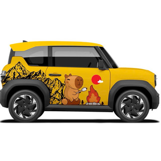 Tem 2 bên Sườn Xe Ô tô VF3, Team Decal Oto-Tem 2 bên sườn Cực Chất, Hàng 3 Lớp Chất Lượng Cao,mẫu sọc cute Capybara