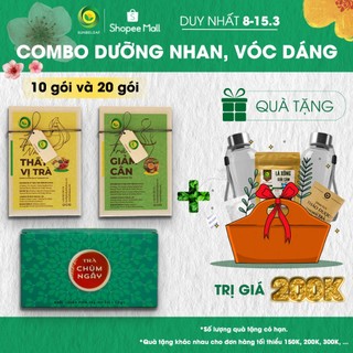 Bộ 3 trà dưỡng nhan, giảm cân, lấy lại vóc dáng, chống lão hóa da, trà thảo mộc Sunbeleaf