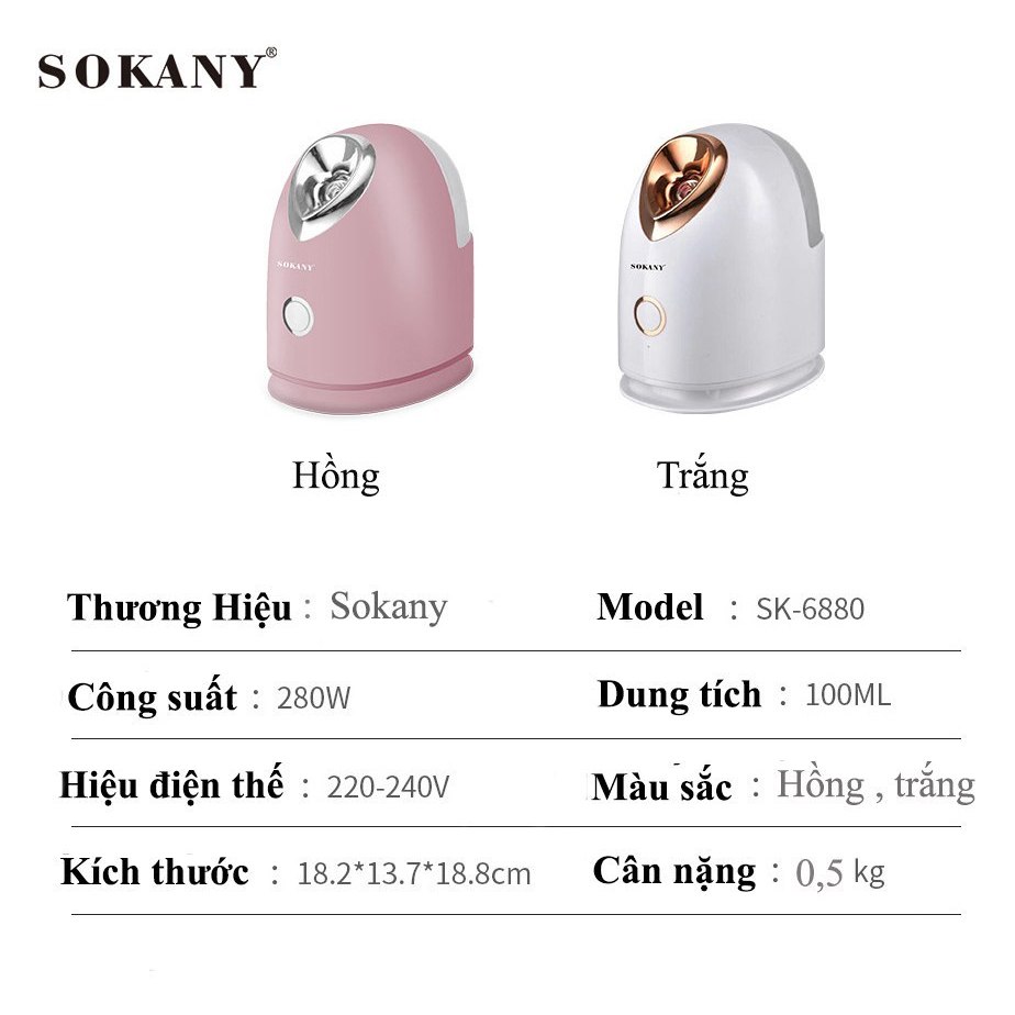 Ảnh Máy xông hơi nước SOKANY SK-6880, xông mặt, xông mũi, xông hơi nóng, khử khuẩn dưỡng ẩm cho da [BẢO HÀNH 12 THÁNG] 2