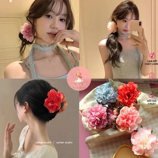 IK Kẹp Tóc Hoa Mẫu Đơn Phụ Kiện Tóc Đi Biển Phù Hợp Mọi Outfit K341