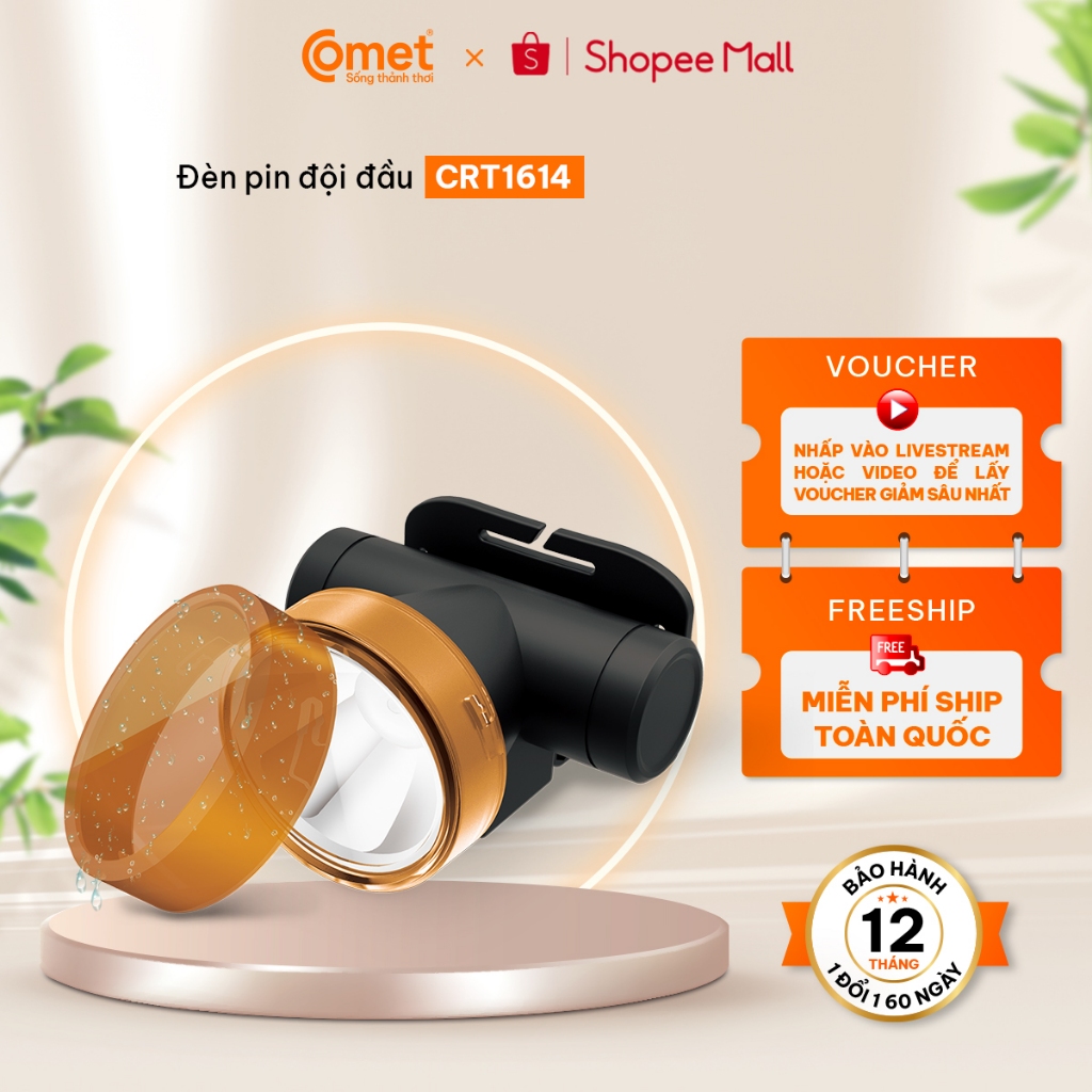 Ảnh Đèn Pin Sạc Led Đội Đầu Comet CRT1614 2W có choá rời lắp vào đổi màu ánh sáng từ Trắng sang Vàng 1