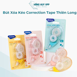 Bút xóa kéo Correction Tape Thiên Long - Khô siêu nhanh Viết được ngay sau khi xóa - Màu ngẫu nhiên