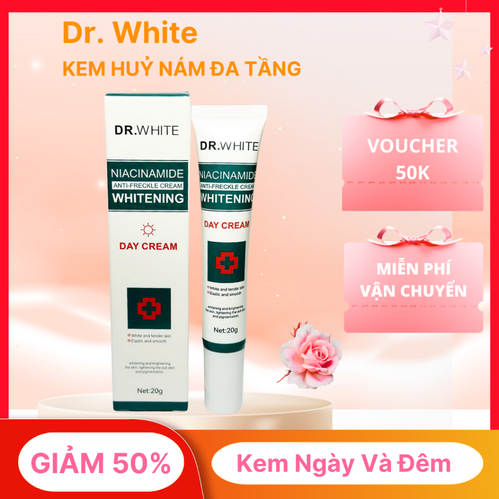 (CHÍNH HÃNG) Liệu Trình Hỗ Trợ Trị Nám, Tàn Nhang DR. WHITE Ngày và Đêm. Làm sáng và căng bóng da