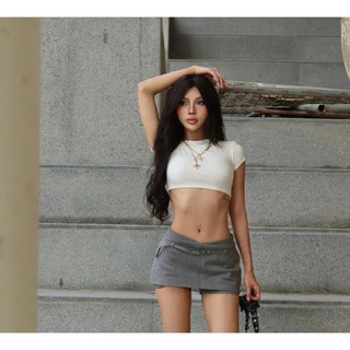 Váy Quần Cạp Trễ Phối Thắt Lưng Cá Tính, Mini Skirt Dáng Chữ A Năng Động Trẻ Trung