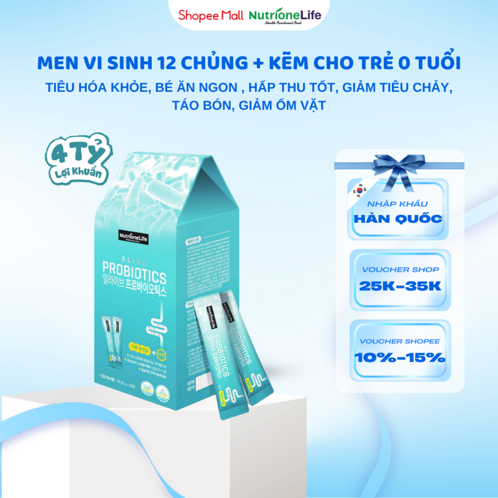 Ảnh Men Vi Sinh Alive Probiotics 12 Chủng Cho Bé Biếng Ăn, Hấp Thu Kém, Rối Loạn Tiêu Hóa, Nhập Khẩu Hàn Quốc 1