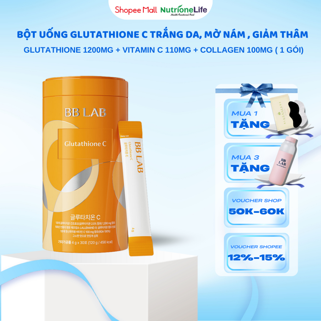 Ảnh Bột uống BB LAB Glutathione 1200mg và Vitamin C 110mg Làm Trắng Da, Mờ Nám, Giảm Thâm Mụn Hộp /30 Gói 1