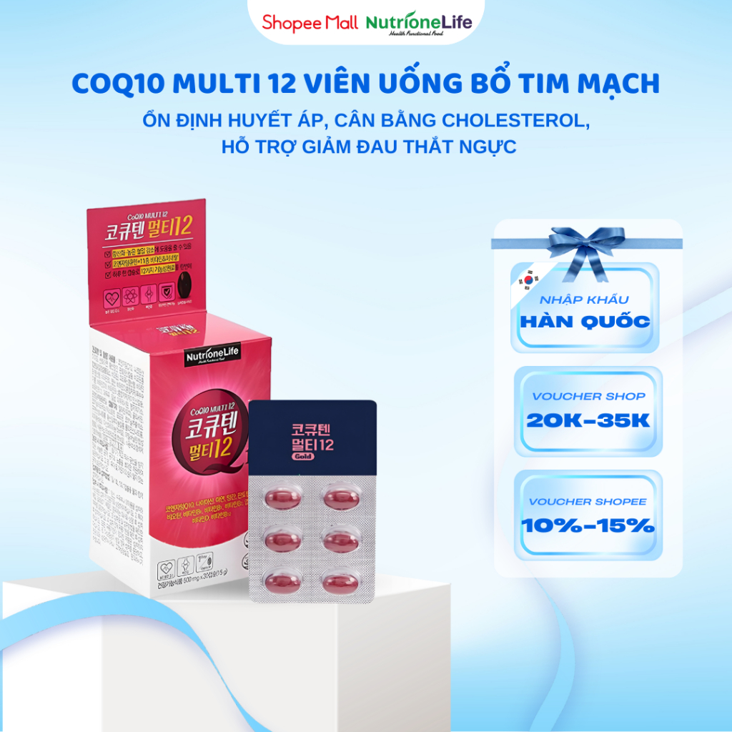 Ảnh Viên Uống Hỗ Trợ Tim Mạch NutrioneLife - Ổn Định Huyết Áp, Cải Thiện Tim, Giảm Nguy Cơ Đột Quỵ, Hộp 30 Viên 1