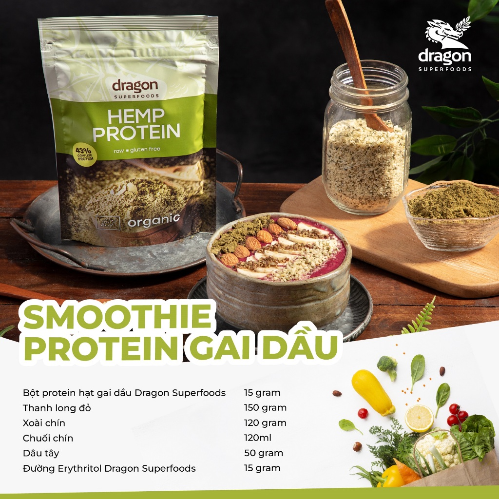 [6.2027] Protein hạt gai d a u hữu cơ Dragon Superfoods/ Diet-food H e m p Protein 200g