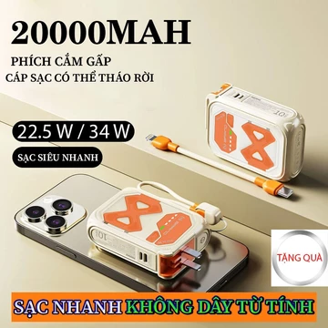Sạc Dự phòng Không Dây，Sạc Dự Phòng 20.000 mAh Bộ sạc dự phòng không dây hút từ tính 34W/22.5W Hỗ trợ sạc nhanh