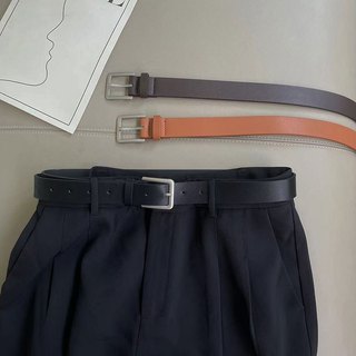 Thắt lưng nam nữ mặt kim vuông đơn giản da PU dây nịt unisex thời trang basic Hàn Quốc 3.2cm.