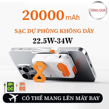 Sạc Dự phòng Không Dây,Củ Sạc Nhanh,Sạc Dự phòng Không Dây 20.000 mAh Bộ sạc dự phòng không dây hút từ tính 34W/22W
