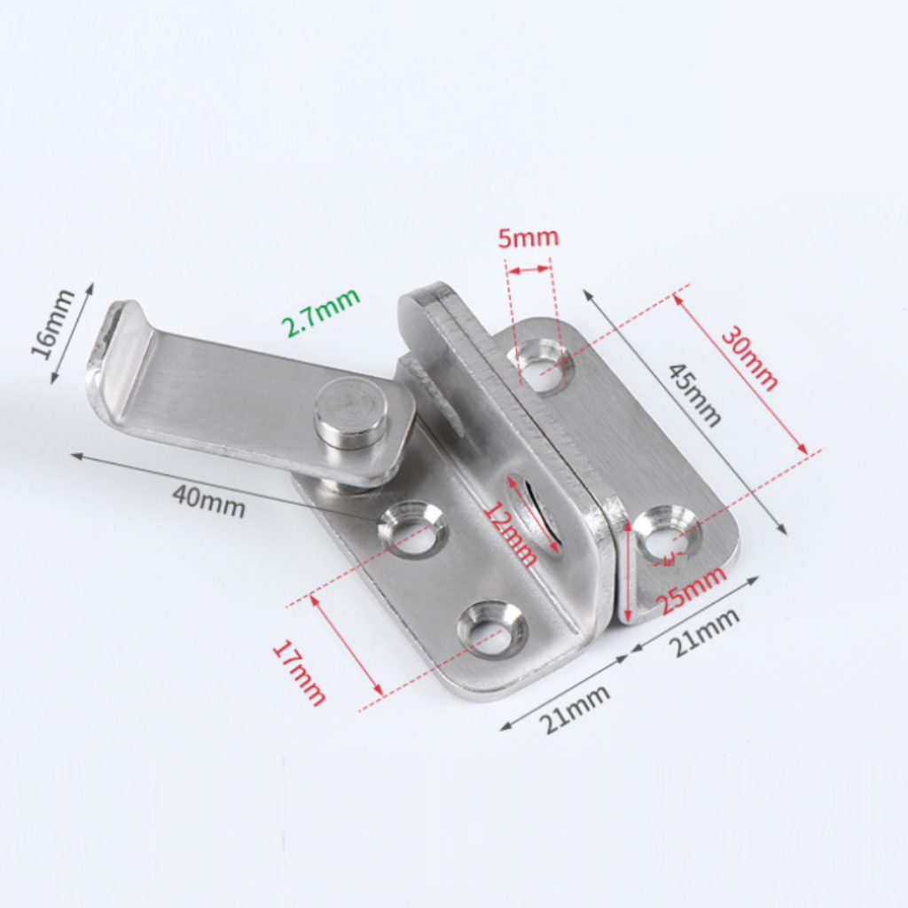 [tặng Kèm vít]Chốt khóa cửa Inox, Khóa cửa móc xoay, chắc chắn, chống trôm, chống va đập, dễ lắp đặt