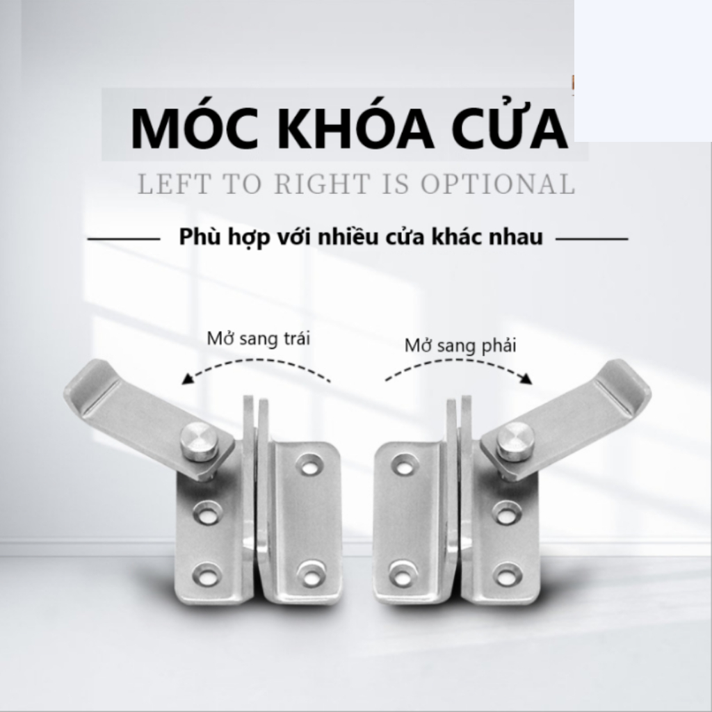 [tặng Kèm vít]Chốt khóa cửa Inox, Khóa cửa móc xoay, chắc chắn, chống trôm, chống va đập, dễ lắp đặt
