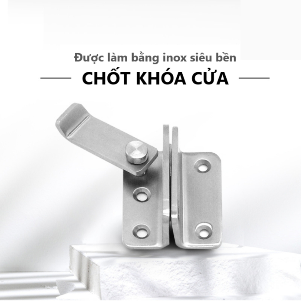 [tặng Kèm vít]Chốt khóa cửa Inox, Khóa cửa móc xoay, chắc chắn, chống trôm, chống va đập, dễ lắp đặt