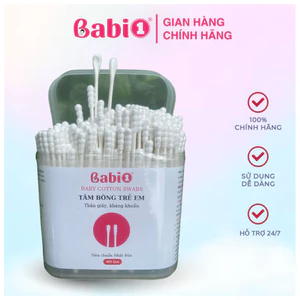 Tăm Bông Ngoáy Tai Babi1 Hộp 400 Que, Bông Tăm Cho Bé Sơ Sinh Thân Giấy Kháng Khuẩn An Toàn