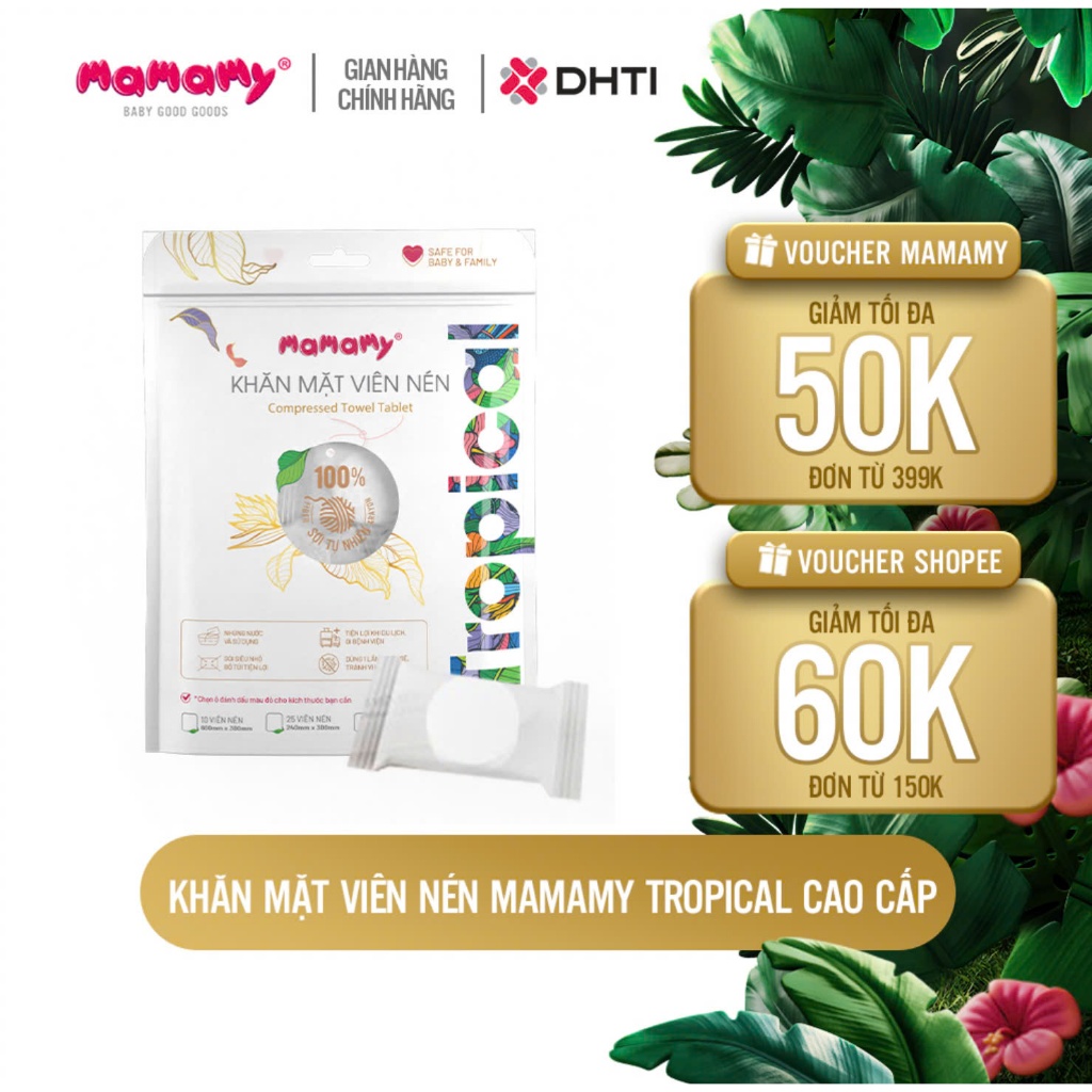 Ảnh Khăn tắm Mamamy Tropical cao cấp, khăn nén du lịch tiện lợi sợi vải thuần tự nhiên và rayon 2