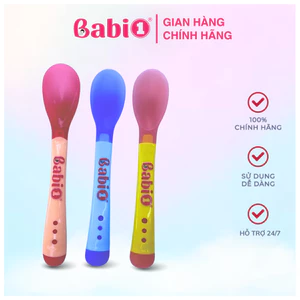 Thìa Ăn Dặm Báo Nóng BABIONE Dụng Cụ Ăn Dặm Cho Bé Silicon Cảm Biến Nhiệt Set 3 Thìa 3 Màu