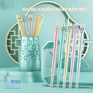 Bộ 10 đôi đũa hợp kim sợi thuỷ tinh kháng khuẩn, chống ẩm mốc chịu được nhiệt độ cao hình phong cảnh