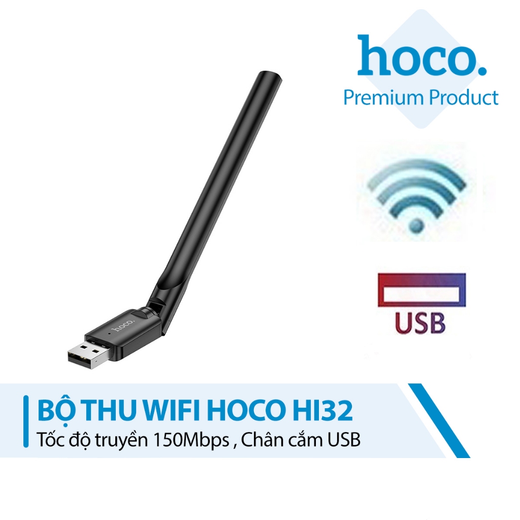 Bộ thu wifi Hoco HI32 tốc độ truyền 150Mbps chân cắm USB dùng cho máy ...