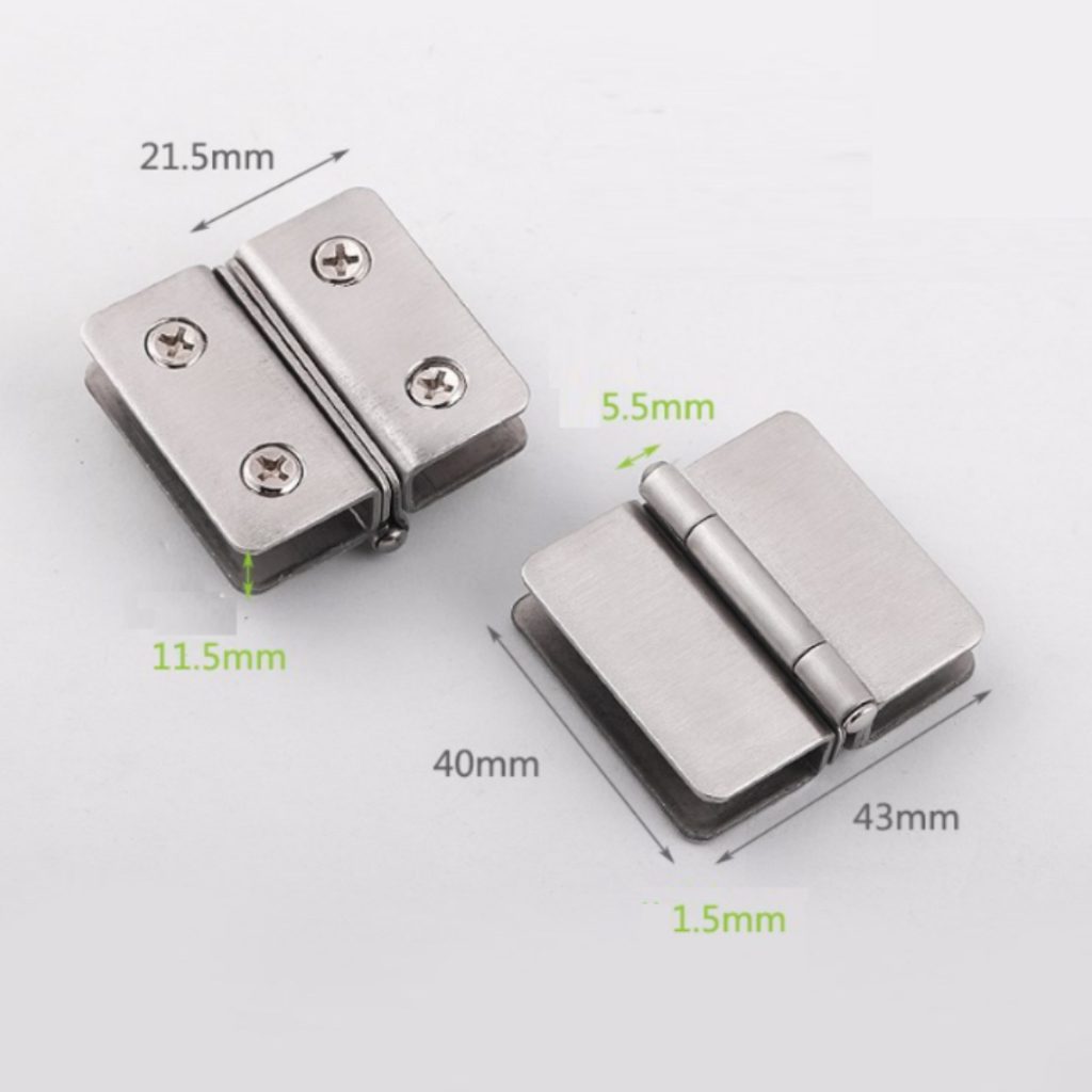 Bản Lề Cửa Kính, Bản Lề Kẹp Kính Chốt Bi, Không Chốt Bi Inox 40MM, 45MM
