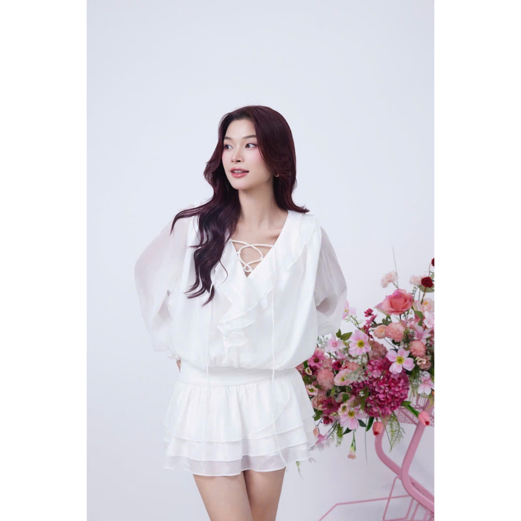Ảnh Đầm Nữ Tay Phồng Dài Phối Tầng Bèo Nữ Tính - DESSY DRESS - GOÛT DE JUN 2