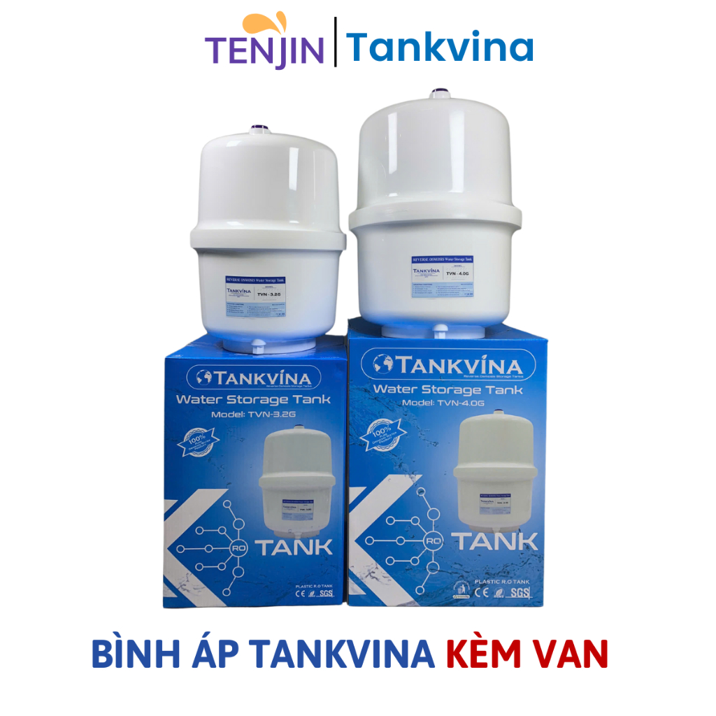 Bình Áp Máy Lọc Nước Tankvina 3.2 (8L) và 4.0 (10L) Kèm Van Dùng Cho Mọi Loại Máy Lọc Nước RO