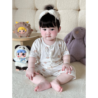 Honey (3-24M) Bộ quần áo cộc tay cài giữa vải rayon mềm mịn, thoáng mát, thấm mồ hôi dành cho bé