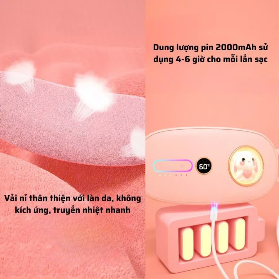Máy Chườm Ấm Bụng, Đai Chườm Nóng, Massage Giảm Đau Bụng, Đau Lưng Khi Đến Kỳ Kinh Nguyệt Cho Bạn Gái