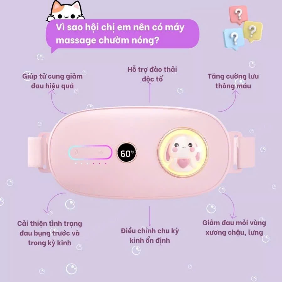 Máy Chườm Ấm Bụng, Đai Chườm Nóng, Massage Giảm Đau Bụng, Đau Lưng Khi Đến Kỳ Kinh Nguyệt Cho Bạn Gái