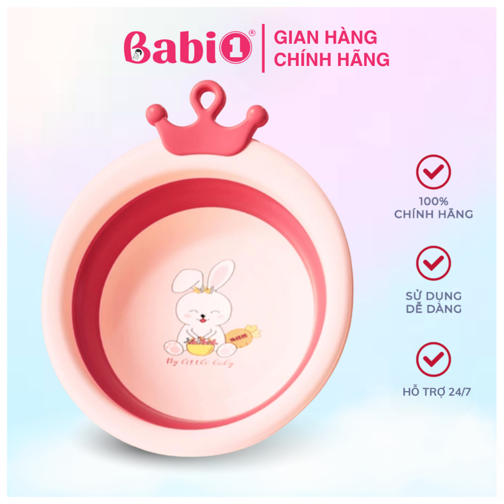 Thau Gấp Gọn Babione Chậu Rửa Mặt Gấp Gọn Tiện Lợi Cho Bé Thau Xếp Gọn Đa Năng Chậu Tắm Rửa Em Bé