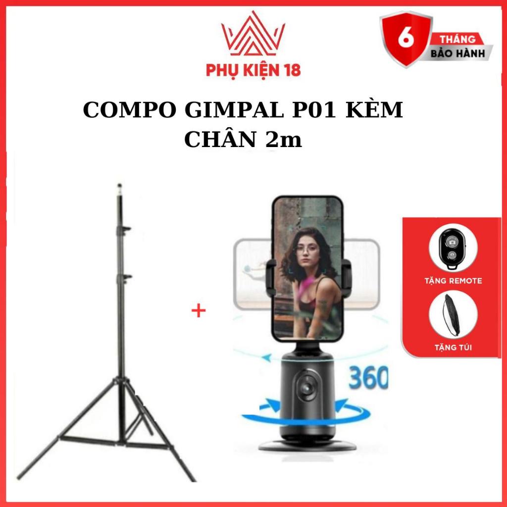 [MUA1 TẶNG1]Giá Đỡ Điện Thoại Thông Minh Xoay 360 – P01, Tự Động Theo Dõi Khuôn Mặt Kèm Chân Tripods Và Remote Bluetooth