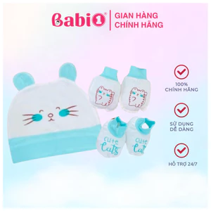 Set Bao Tay Bao Chân Mũ Sơ Sinh BABIONE Combo 3in1 100% Cotton Mềm Mại