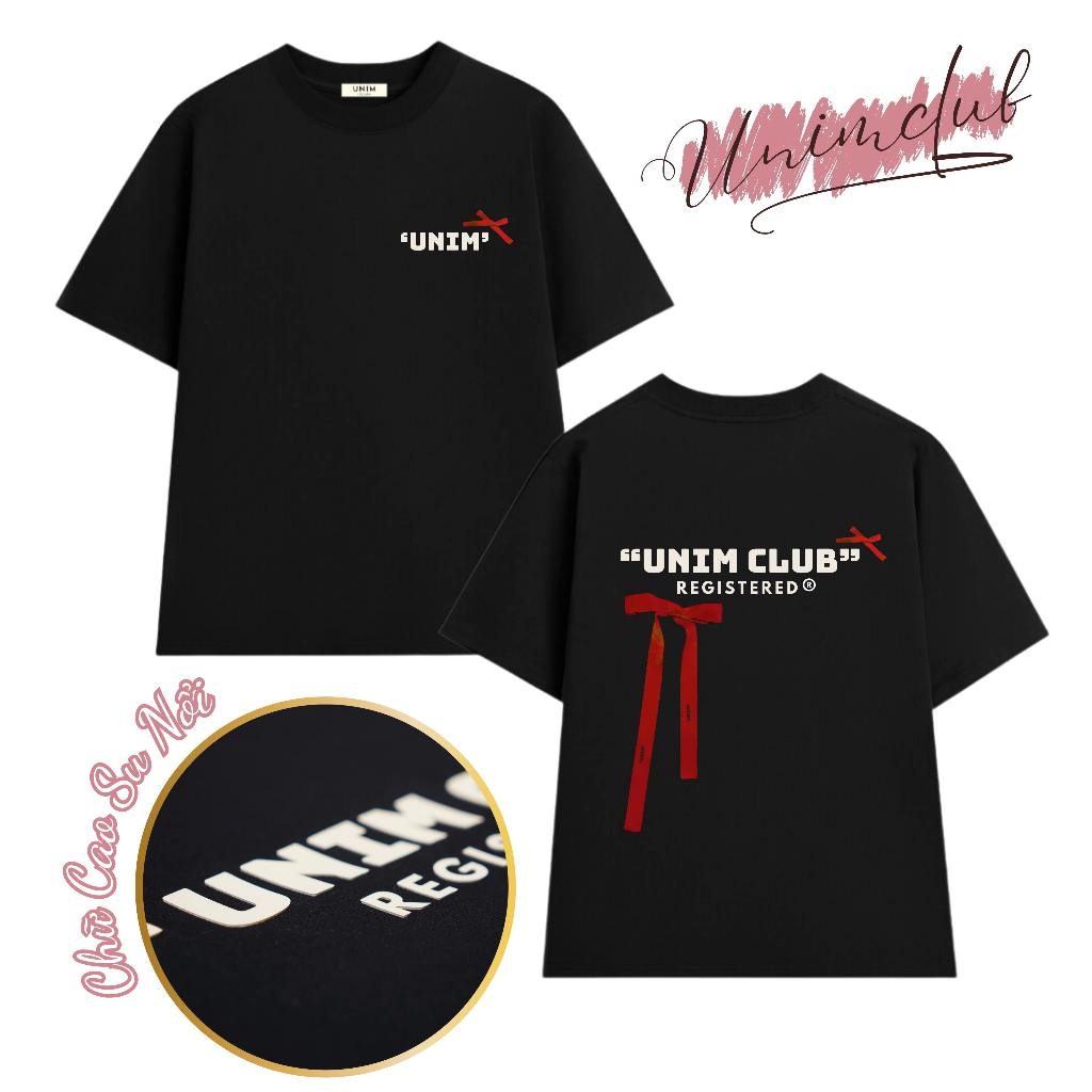 [Tặng Kèm Nơ Lụa] Áo Thun Nơ Lụa In Cao Su Nổi Unim Club Hottrend Nhiều Màu Vải Cotton 250 Gsm Cao Cấp - APN