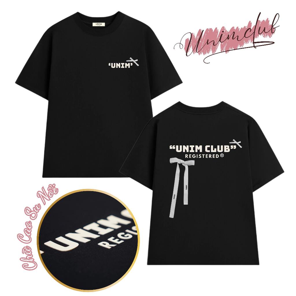 [Tặng Kèm Nơ Lụa] Áo Thun Nơ Lụa In Cao Su Nổi Unim Club Hottrend Nhiều Màu Vải Cotton 250 Gsm Cao Cấp - APN