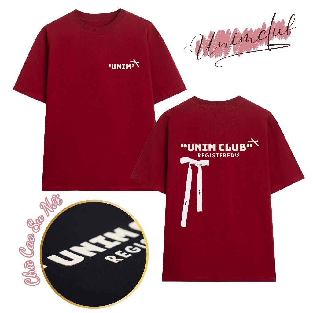 [Tặng Kèm Nơ Lụa] Áo Thun Nơ Lụa In Cao Su Nổi Unim Club Hottrend Nhiều Màu Vải Cotton 250 Gsm Cao Cấp - APN