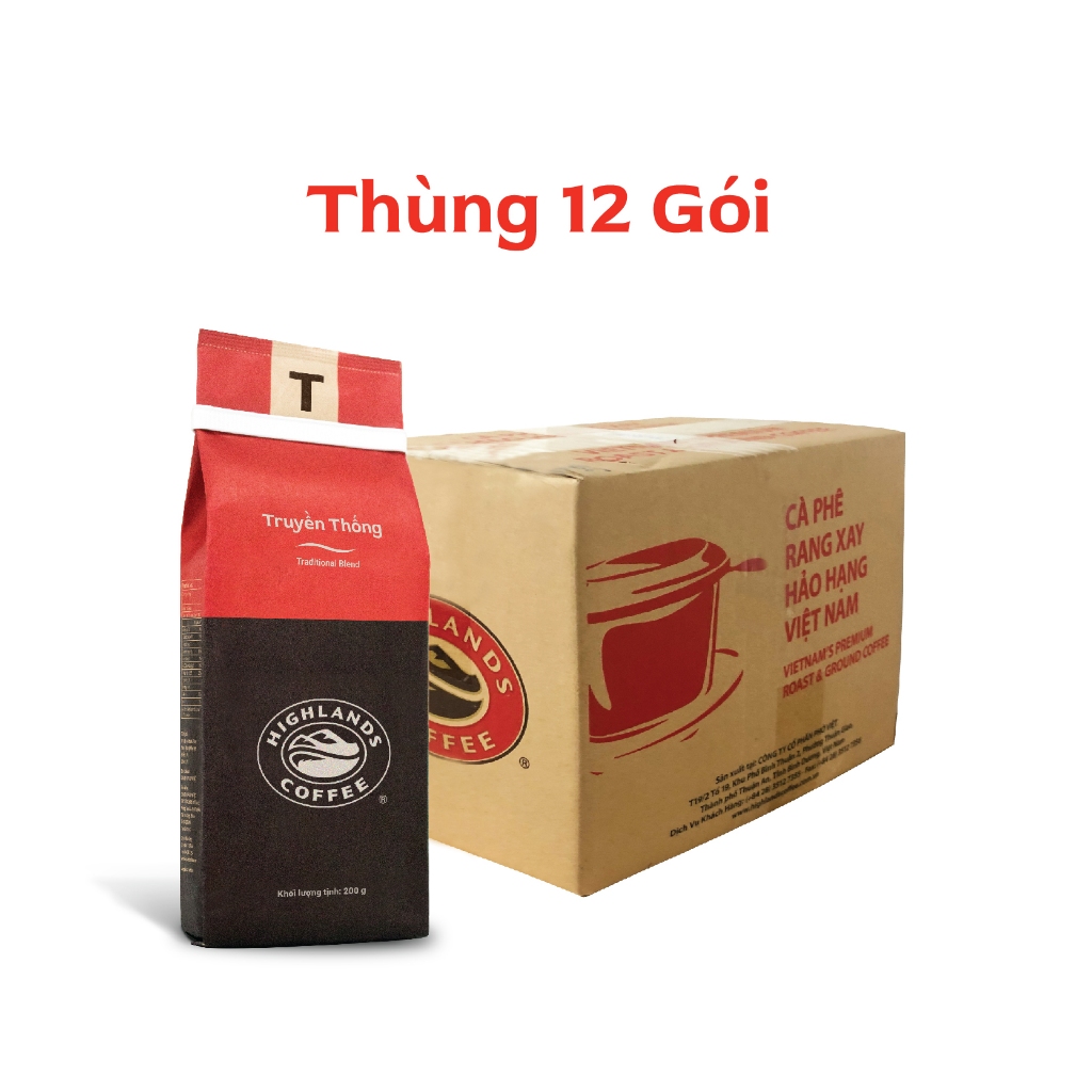 Ảnh Thùng 12 nguyên gói cà phê rang xay Truyền Thống Highlands Coffee 200g 1
