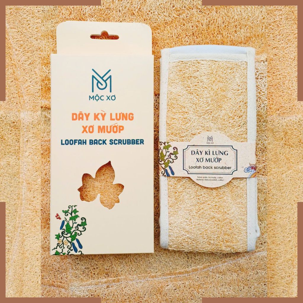 Dây kỳ lưng xơ mướp - Dây chà lưng - Đai kỳ lưng, Bông tắm xơ mướp tẩy tế bào chết