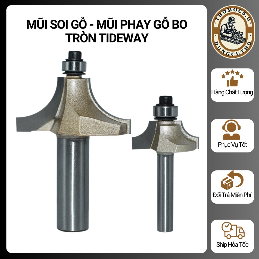 Mũi Soi Gỗ - Mũi Phay Gỗ Bo Tròn TIDEWAY MSLOM-TW [Thomoc5.0]