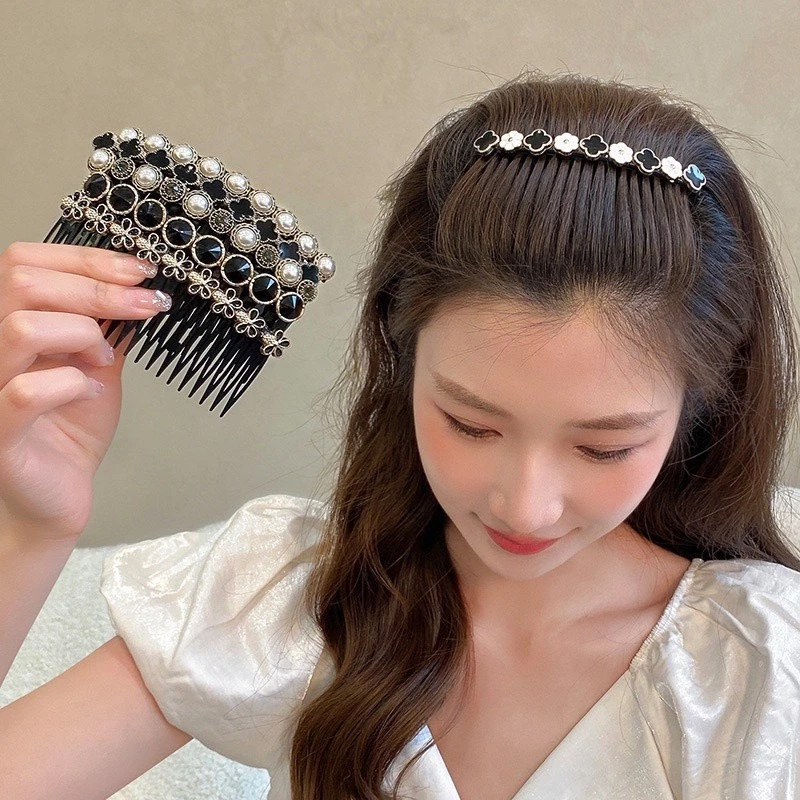 Lược Cái Tóc Chống Trượt Gọn Gàng Tóc Con Đính Hoa Đá Xinh Xắn Sang Trọng Phụ Kiện Tóc Empoli