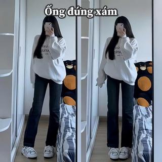 Quần ống đứng màu khói trầm may ống , mặc đi học che khuyết điểm Yến Tee #0190