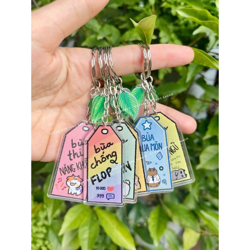 Móc khoá Thi Tốt,may mắn 2 mảnh nền trong cực cute - Quà Tặng Sango