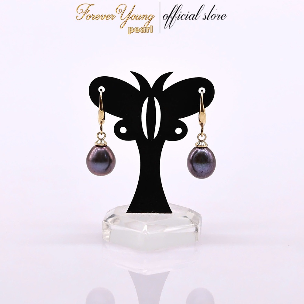 Mã BT97. Bông Tai Ngọc trai nuôi nước ngọt, Trai giọt nước 9 Li , chuôi mạ vàng trắng. Forever Young Pearl- Quà tặng 210