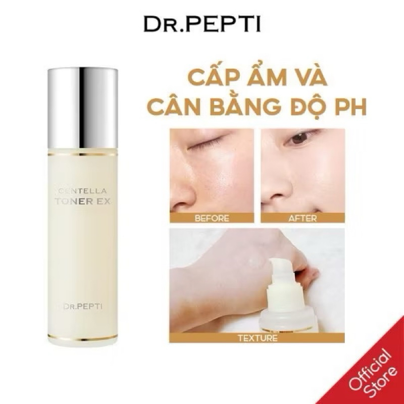 Nước Hoa Hồng Dưỡng Da Cấp Ẩm Căng Bóng Dr.Pepti Centella Toner Ex ( 180ml )