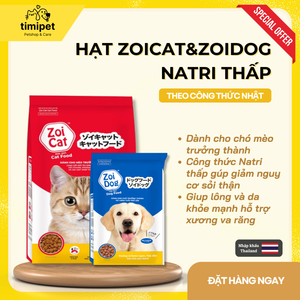 Hạt ZOICAT Cho Mèo - ZOIDOG Cho Chó Gói 1kg Natri Thấp Hỗ Trợ Giảm Bệnh ...