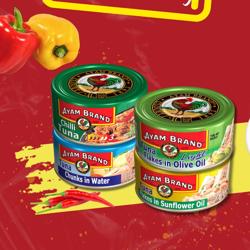 🐟Cá Ngừ Ngâm Dầu Oliu Ayam Brand 150g – Ngon Lành, Giàu Omega-3